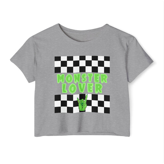 Checker Monster Lover Women's Festival Crop Top