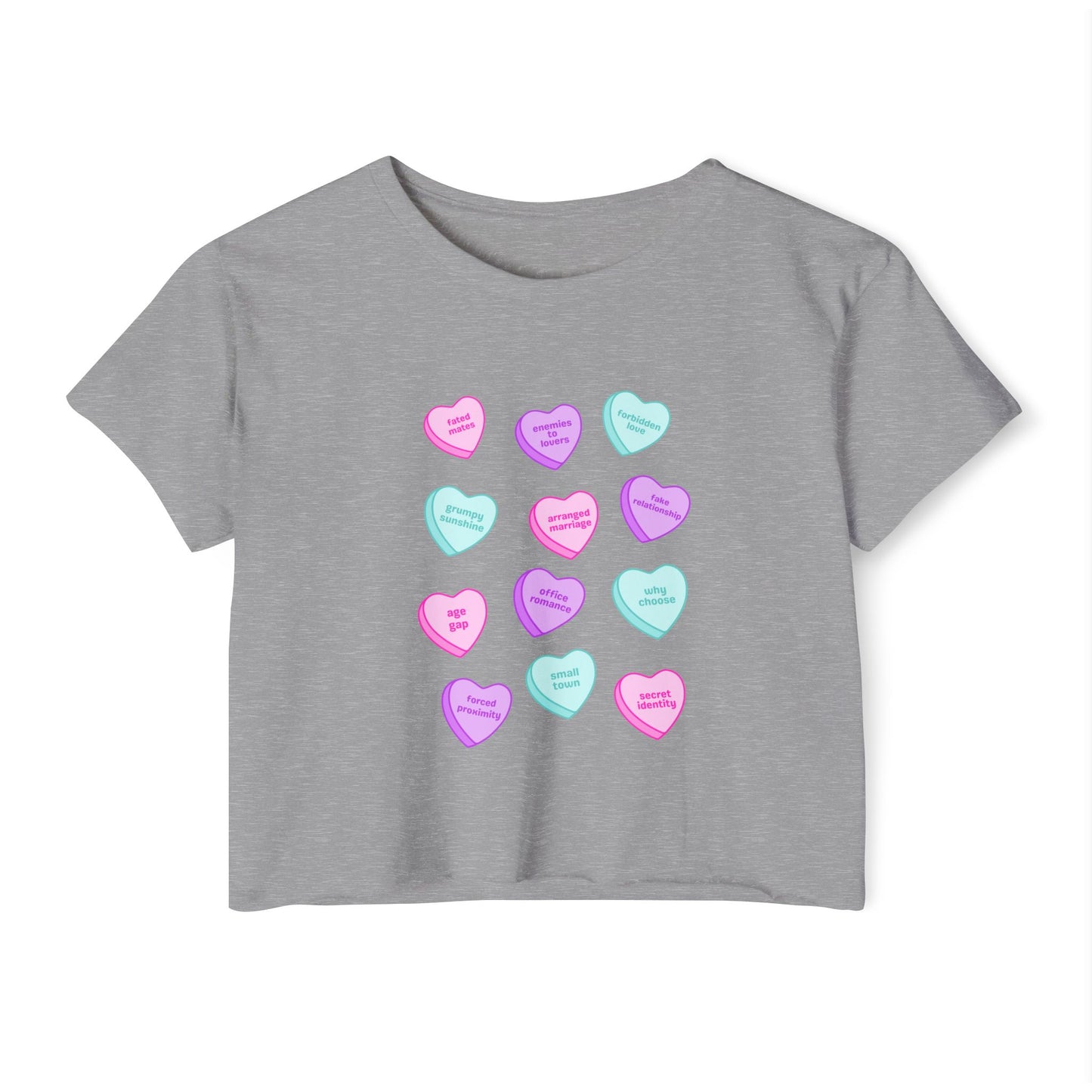 Candy Hearts Tropes Women's Festival Crop Top