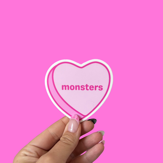 Monsters Candy Heart Die Cut Sticker